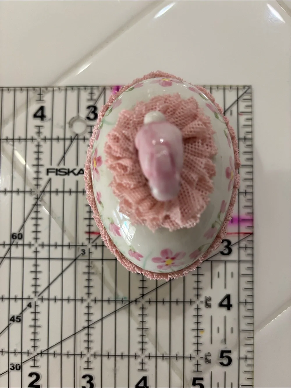 Pink Floral Ceramic Small Pet Easter Bunny , Rabbit Ireland Keepsake